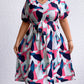 Plus Size Multicolored V-Neck Tie Waist Dress
