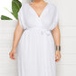 Women's Plus Size Deep V Solid Dress