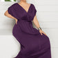 Women's Plus Size Deep V Solid Dress