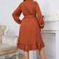 Plus Size Surplice Neck Tie Waist Dress