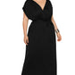 Women's Plus Size Deep V Solid Dress