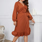 Plus Size Surplice Neck Tie Waist Dress