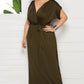 Women's Plus Size Deep V Solid Dress