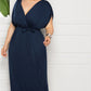 Women's Plus Size Deep V Solid Dress