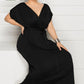 Women's Plus Size Deep V Solid Dress