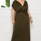 Women's Plus Size Deep V Solid Dress