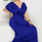 Women's Plus Size Deep V Solid Dress